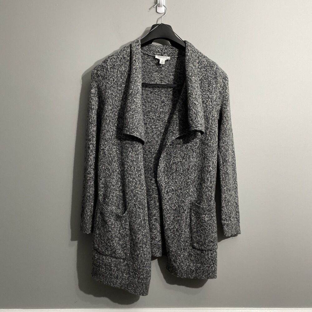 Motherhood Maternity M Gray Open Front Sweater Pockets Cozy Casual Layering
